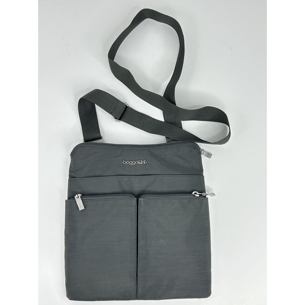 Baggallini Horizon Crossbody Purse Medium Nylon, Charcoal Gray A+